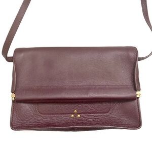 Jerome dreyfuss burgandy red leather flap crossbody bag